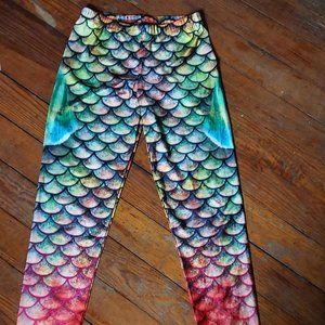 Mermaid Leggings, Size 4 (but Strechy waist can go to size 6),